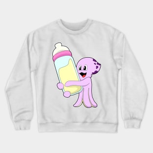 Octopus with Baby bottle Milk Crewneck Sweatshirt